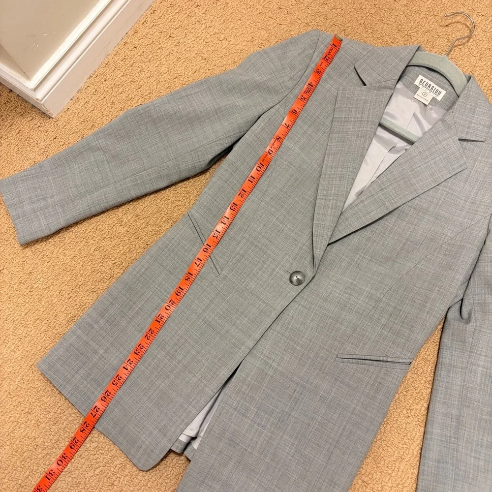 Georgiou Studio Longline Italian Wool Blend Blazer Grey - Picture 9 of 11
